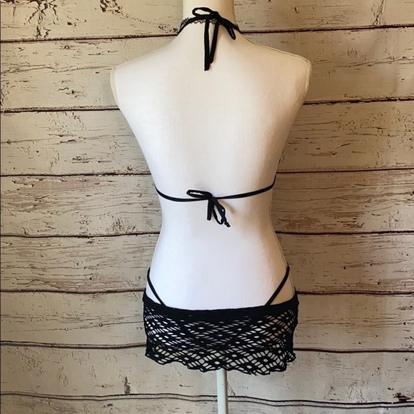 Sexy Black Mesh 3 piece outfit S/M - Picture 4 of 13